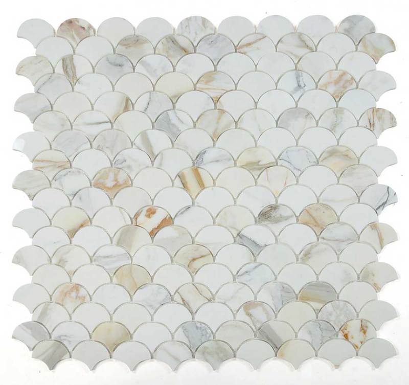 Mosaic Marble Fish Scale - Calacatta Gold