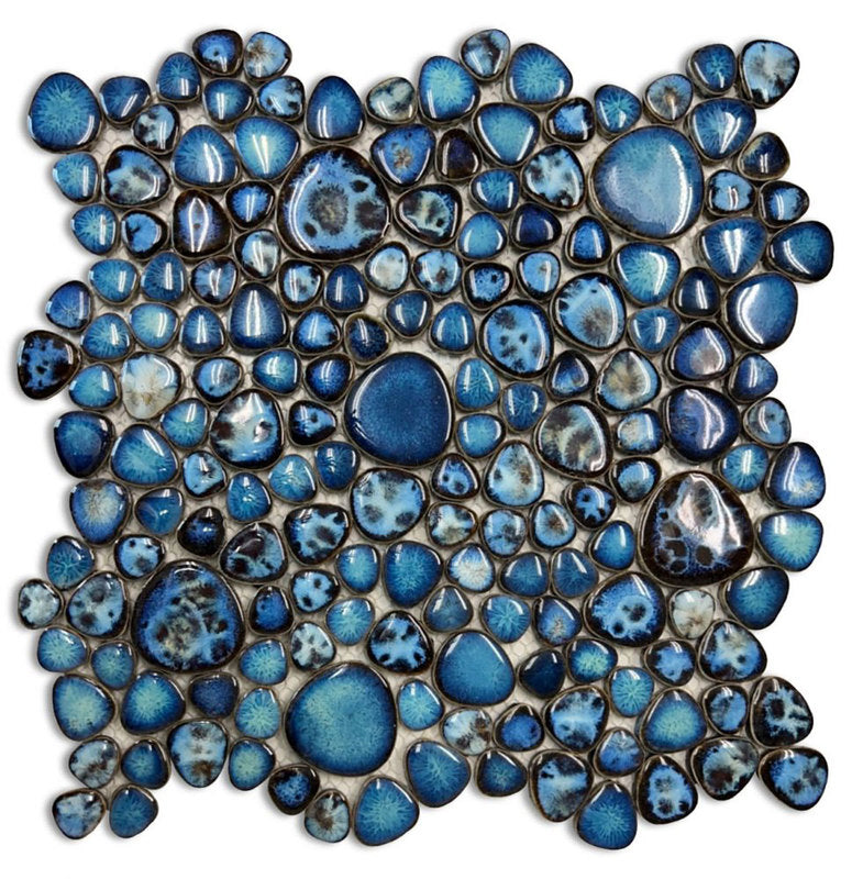 Mosaic Porcelain Tile Mancala Pebble Series - Lake Blue