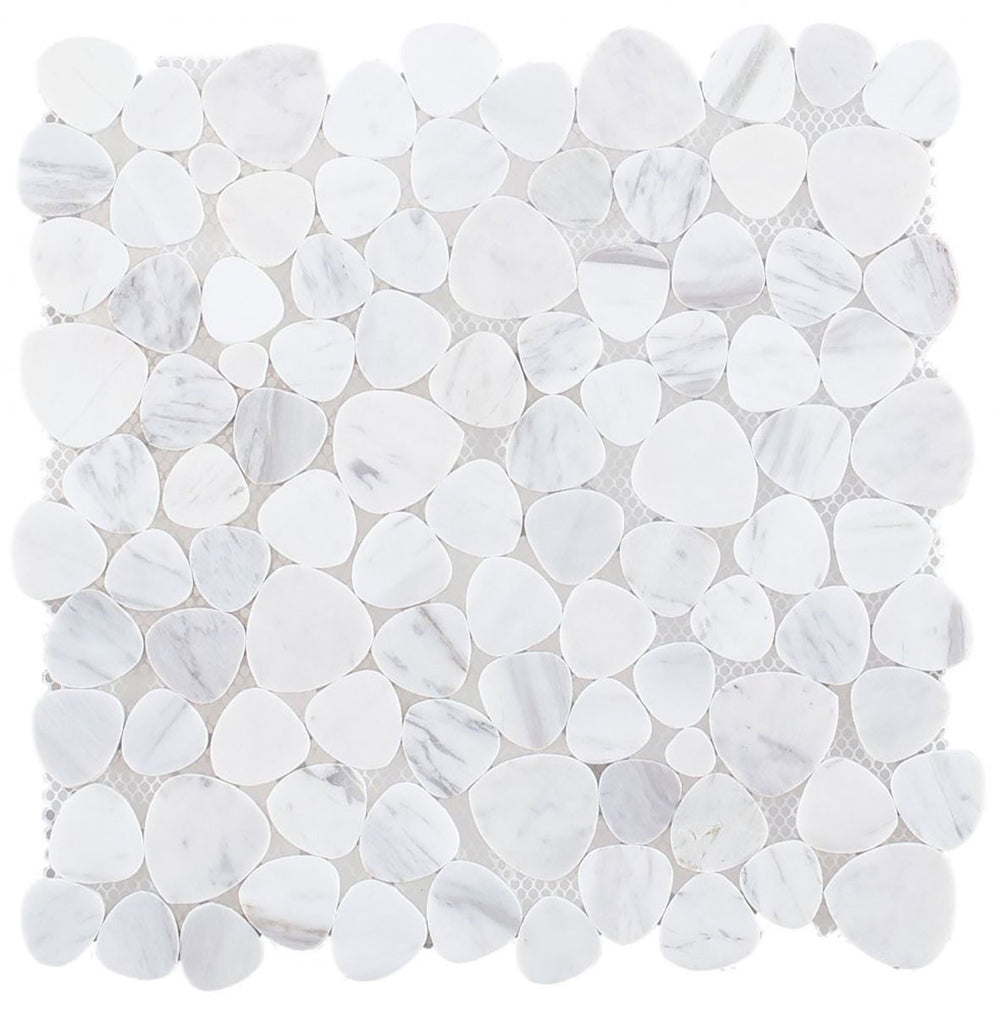 Marble Pebbles Mosaics Heart Shape - White