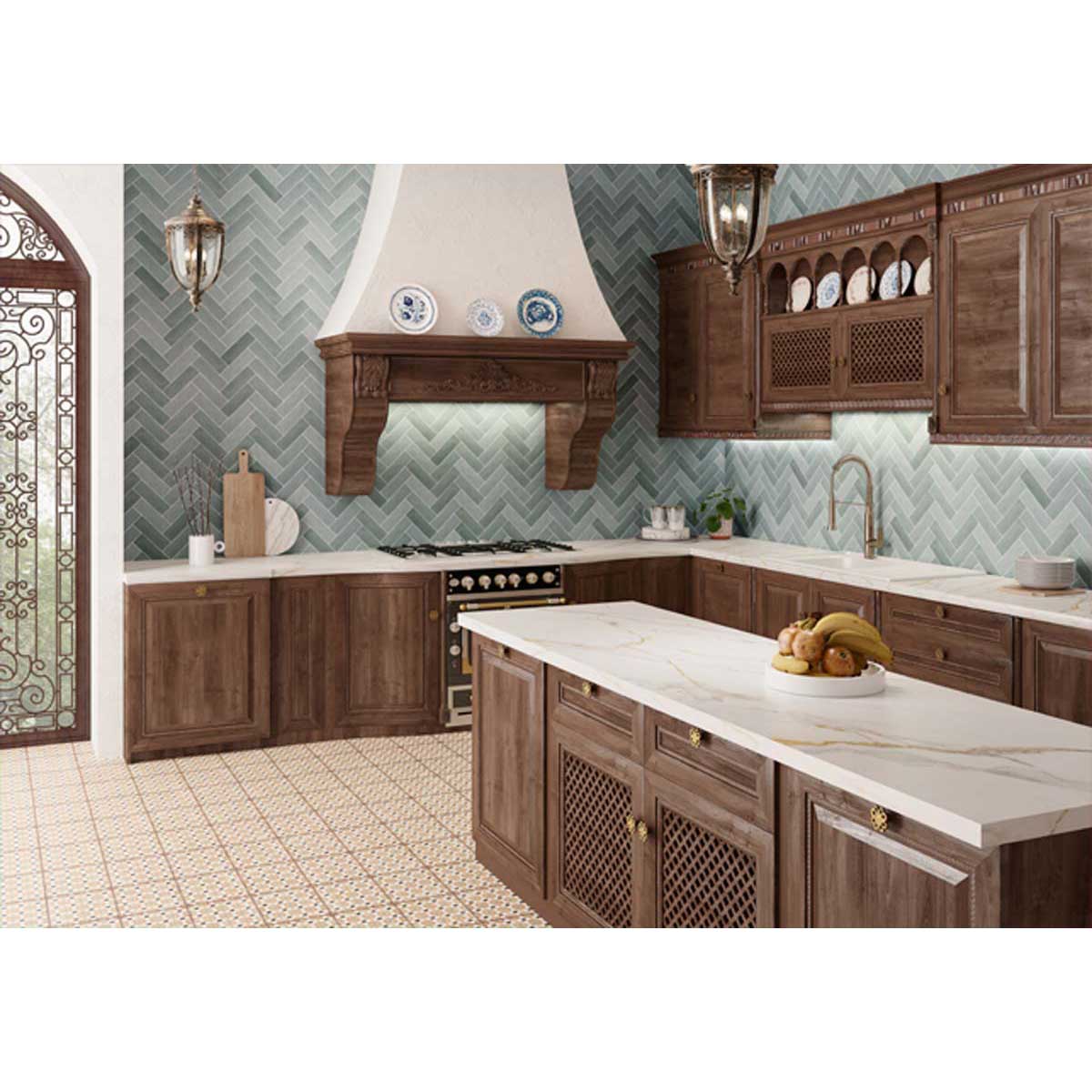Alhambra Series 8x8 Deco Matte Porcelain Tile - Spanish Style Floor & Wall Tile