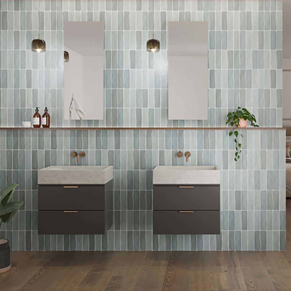 Alhambra Series Crema 2.5x8 Menta Ceramic Wall Tile - Zellige Style White Body Tile