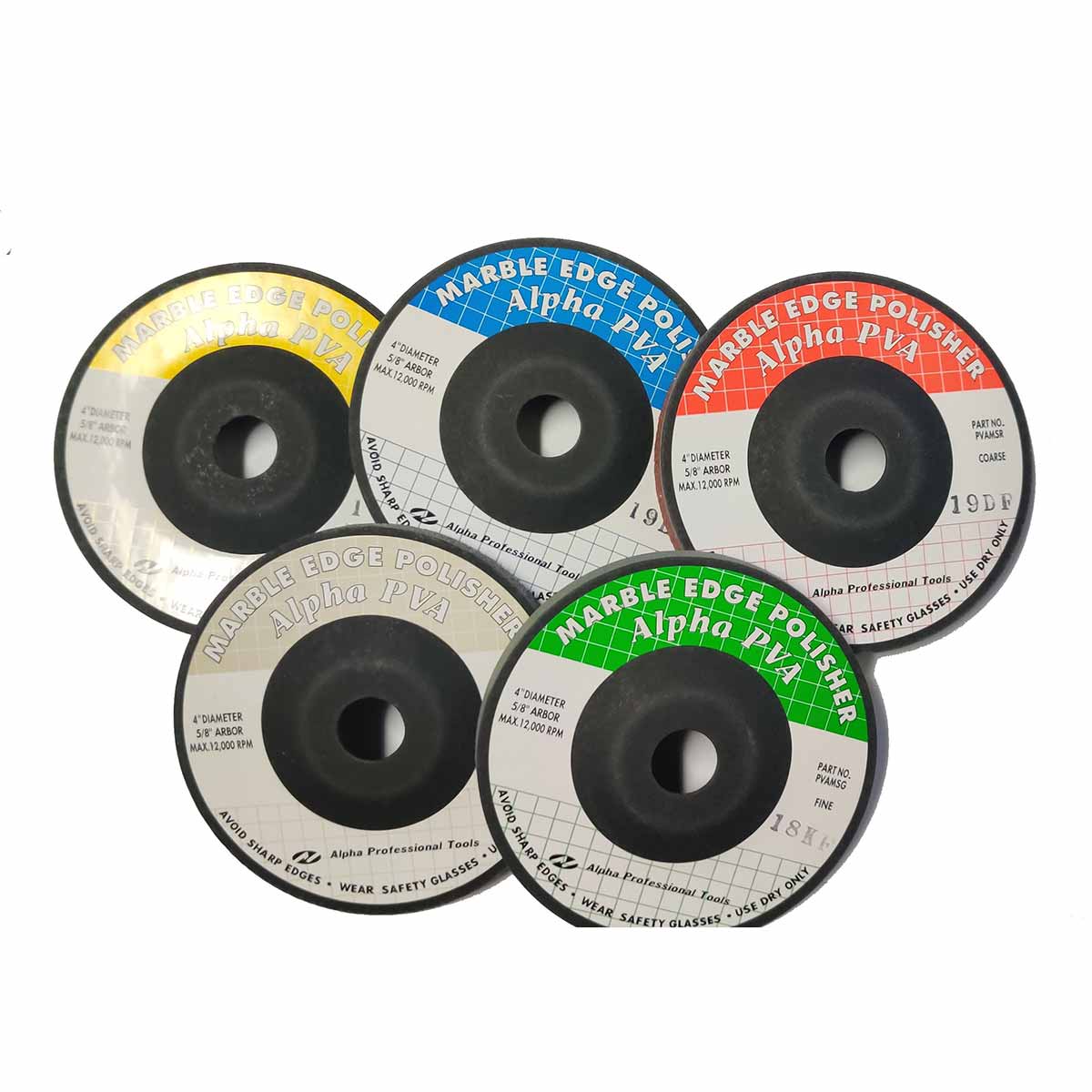 Alpha Marble Edge Polishing System MS Style PVA Set of 5 Grits