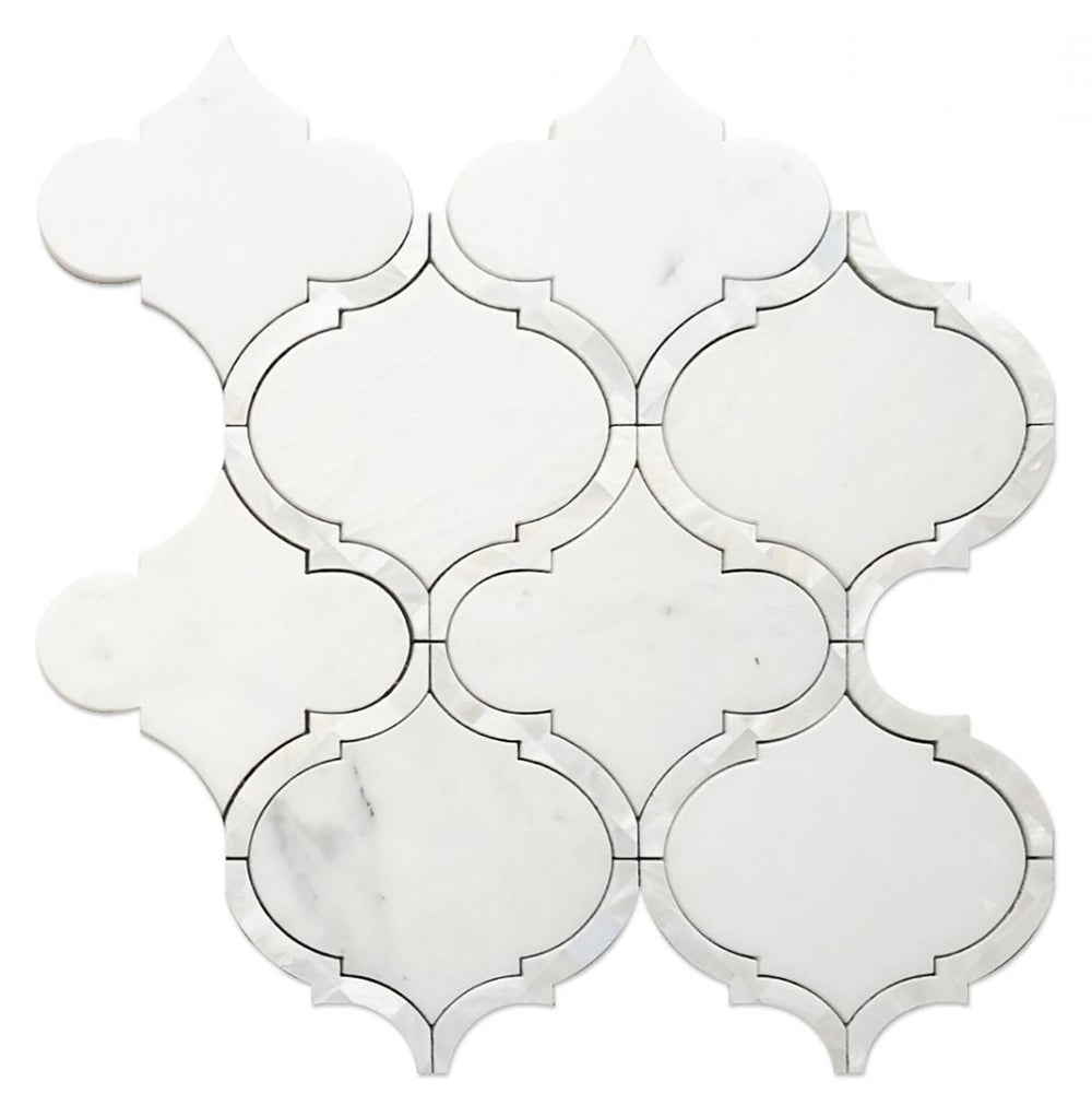 Tahitian Pearl - Marble in Arabesque Shape Snow White