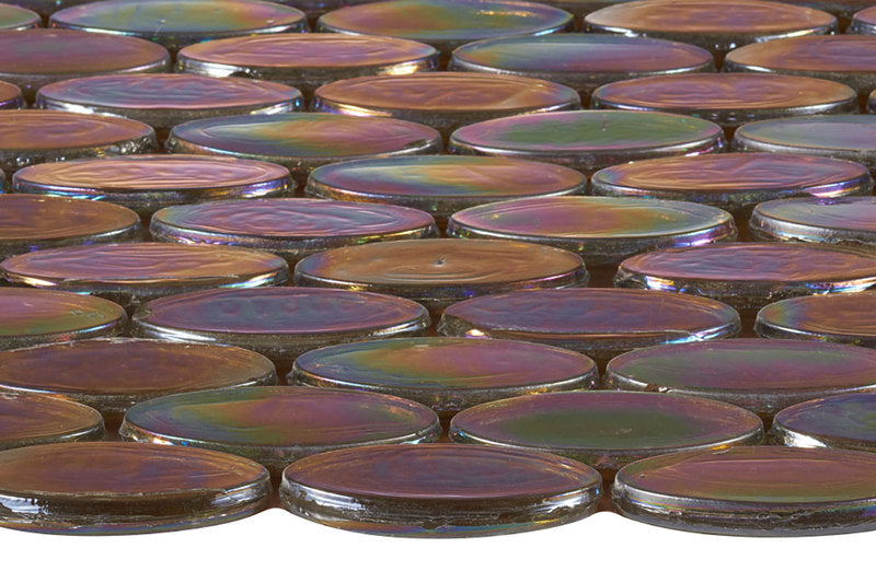 Mosaic Glass Tile Oval Shape - Taupe
