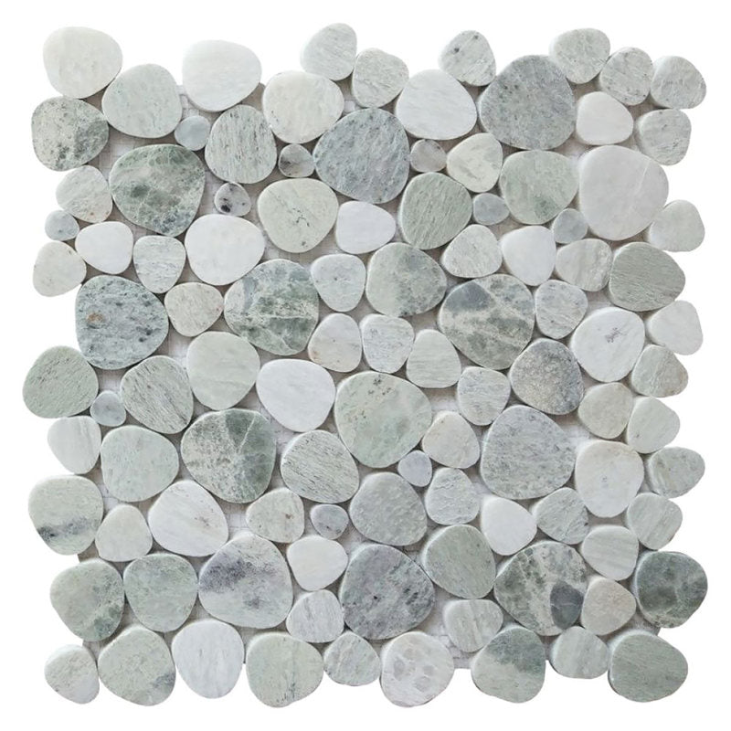 Marble Pebbles Mosaics Heart Shape - River Green