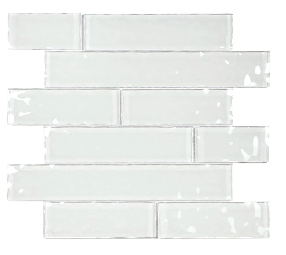 Mosaic Linear Glass Tiles White Glossy 2 x 6