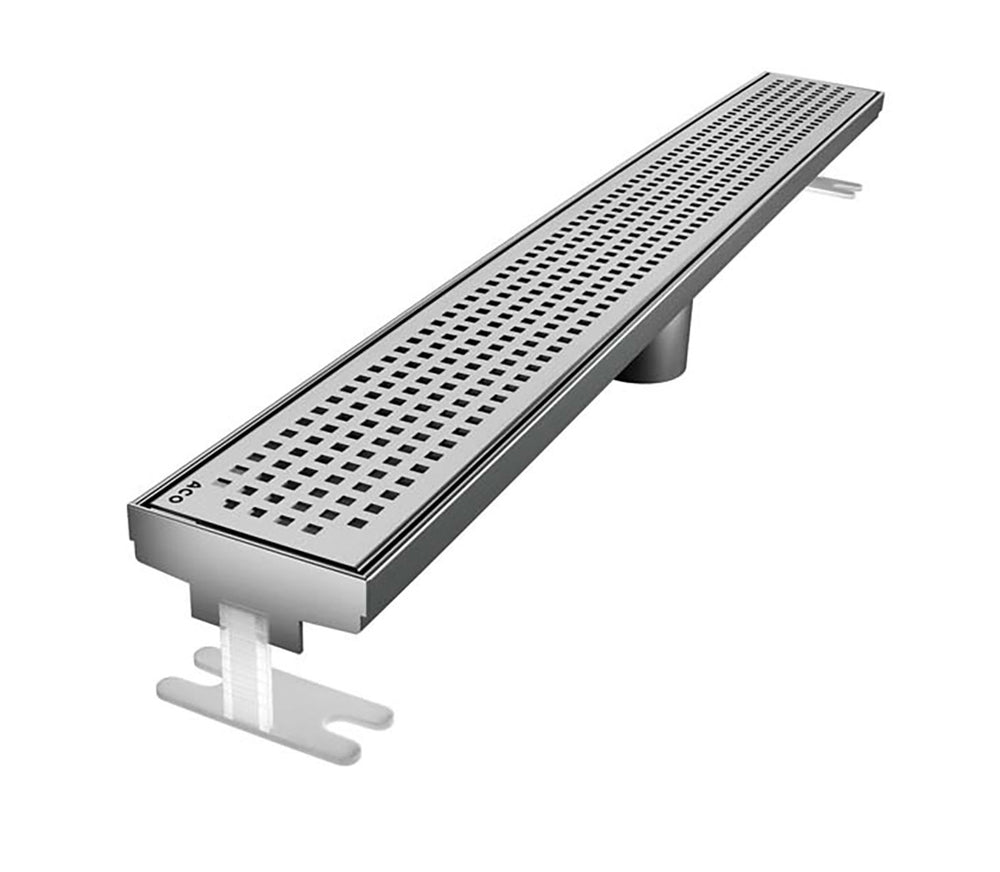 Quartz Linear Shower Drain Brushed Stainless - Quadrato 40