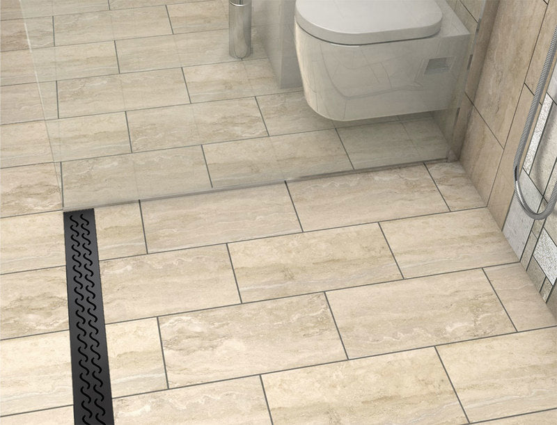 Quartz Linear Shower Drain Matte Black - Hawaii 48