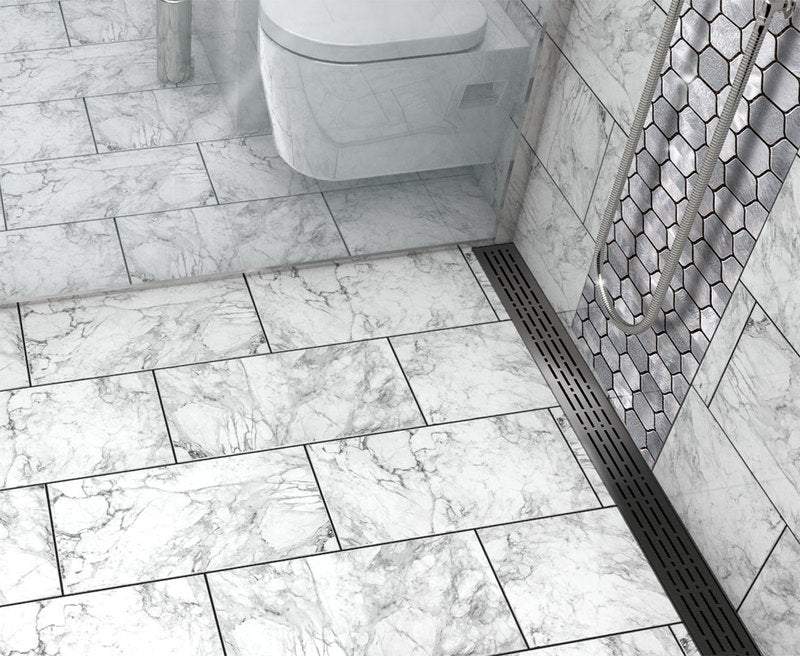 Quartz Linear Shower Drain Mix - Black Nickel