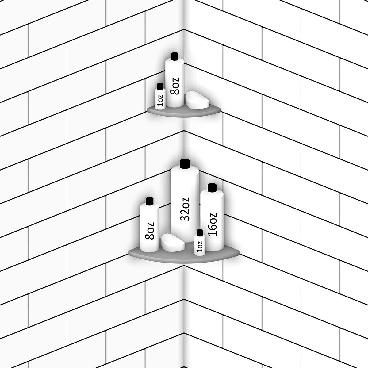 TileWare Boundless Shelving Solutions 9 inch Corner Shelf Ivory