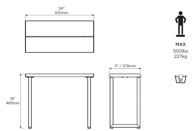 Invisia Free-Standing Shower Bench 24 Brushed Nickle