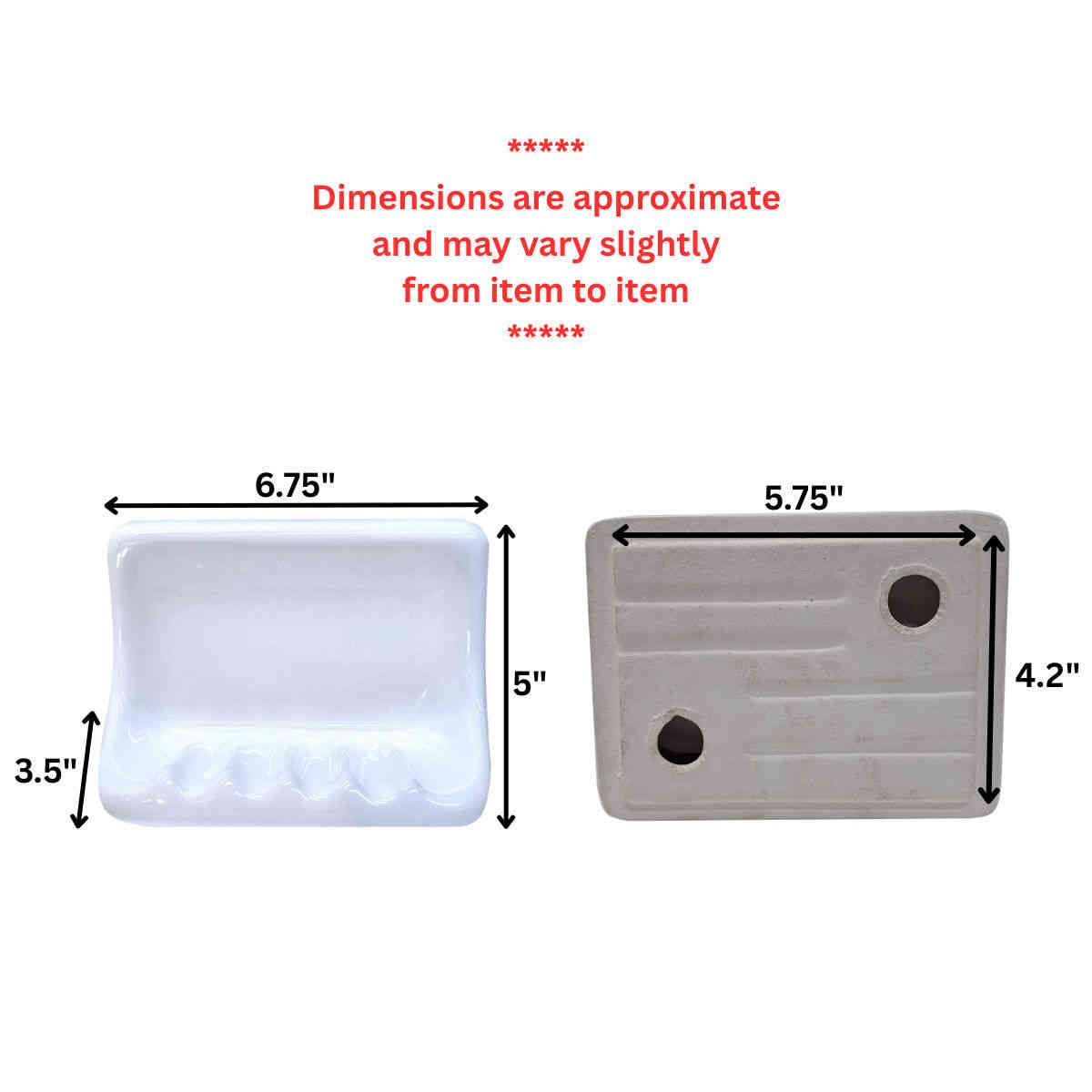 SereneDrains Ceramic Soap Dish Bar Holder Shower Wall Mount Tray