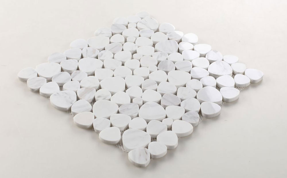 Marble Pebbles Mosaics Heart Shape - White