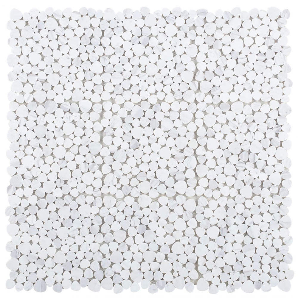 Marble Pebbles Mosaics Heart Shape - White
