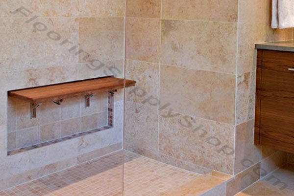 Teak Wall Mount Fold-Down Bench 30