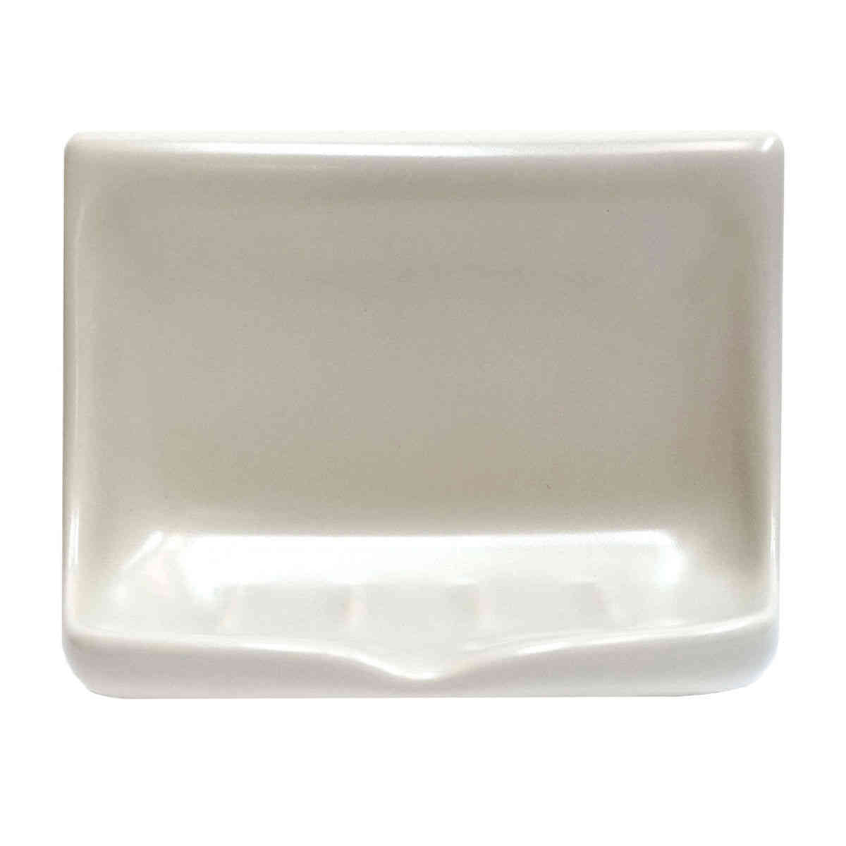 SereneDrains Ceramic Soap Dish Bar Holder Shower Wall Mount Tray - Parchment Matte