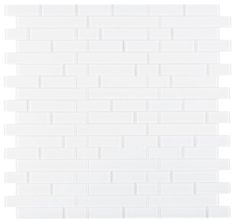 Mosaic Linear Glass Tiles White Shining 2 x 6