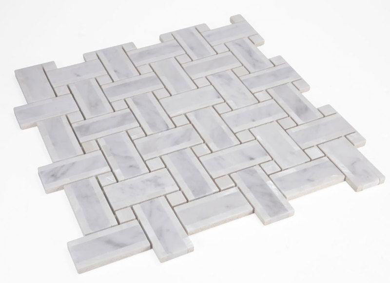Tahitian Pearl - Carrara Marble Cross Weaved with White Pearl