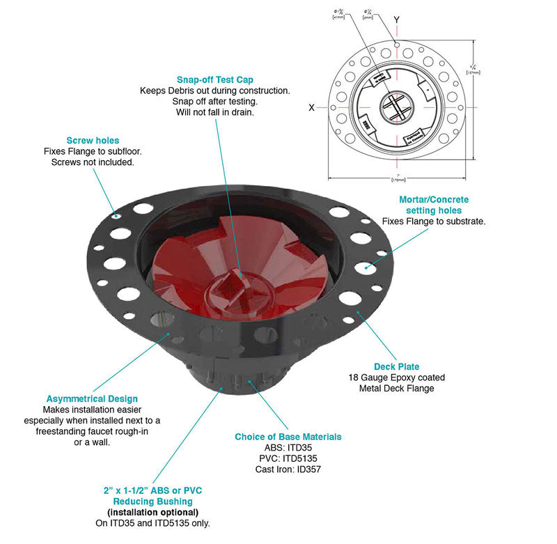 OSB Island Tub Drain Freestanding Bath Tub Drain (Rough-in)