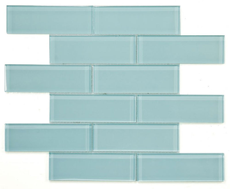 Mosaic Linear Glass Tiles Mint Green 2 x 6