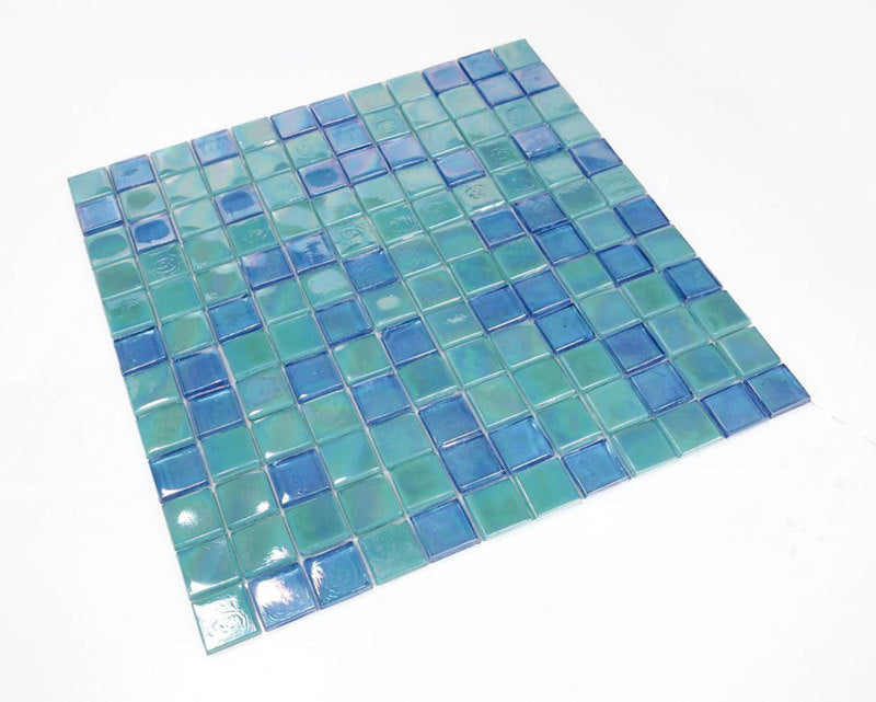 Mosaic Glass Tile Squares - Blue Green