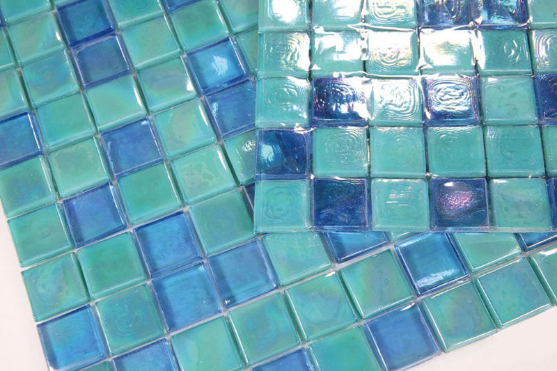 Mosaic Glass Tile Squares - Blue Green