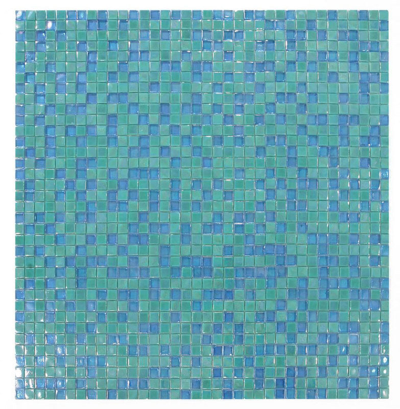 Mosaic Glass Tile Squares - Blue Green