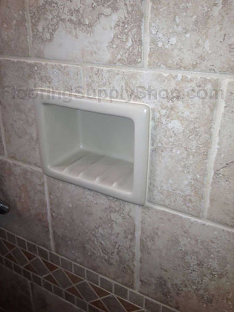 Recessed Soap Dish Porcelain 6 x 4 Biscuit Glossy