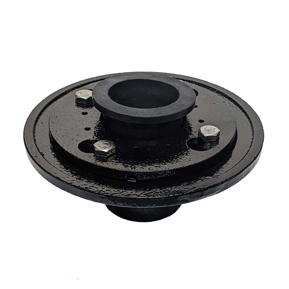 SereneDrains Cast Iron 4 Bolt Drain Base with Rubber Fitting