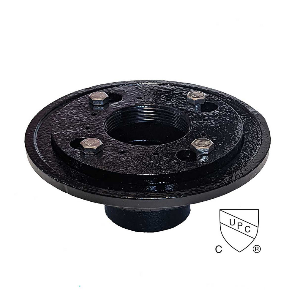 SereneDrains Cast Iron 4 Bolt Drain Base with Rubber Fitting