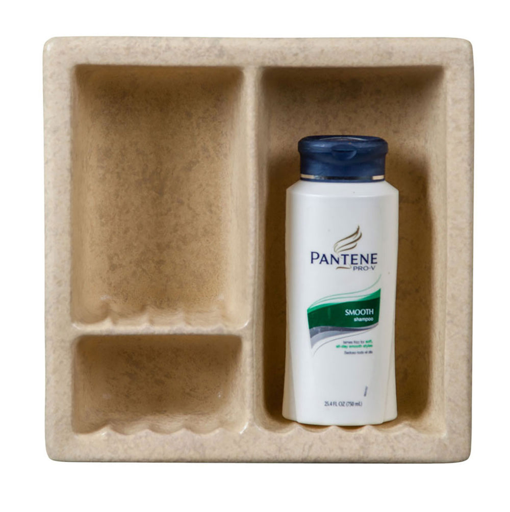 Recessed Shampoo Soap Porcelain 3 sections Ice White