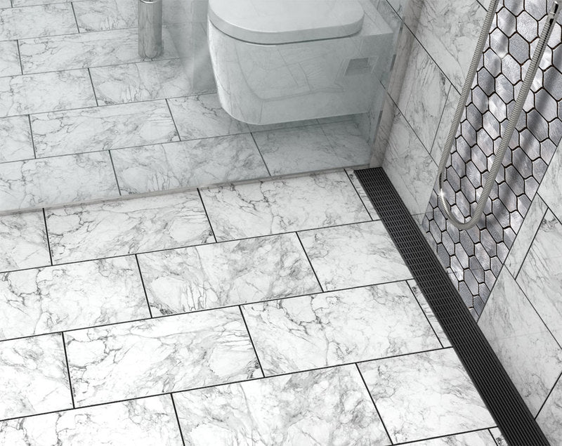 Quartz Linear Shower Drain Matte Black - Linear Wedge 55