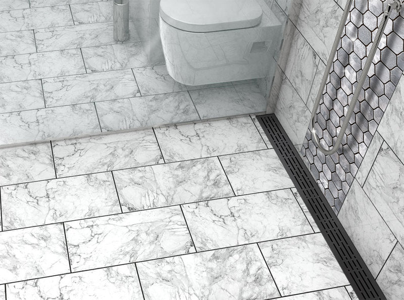 Quartz Linear Shower Drain Matte Black - Mix 60