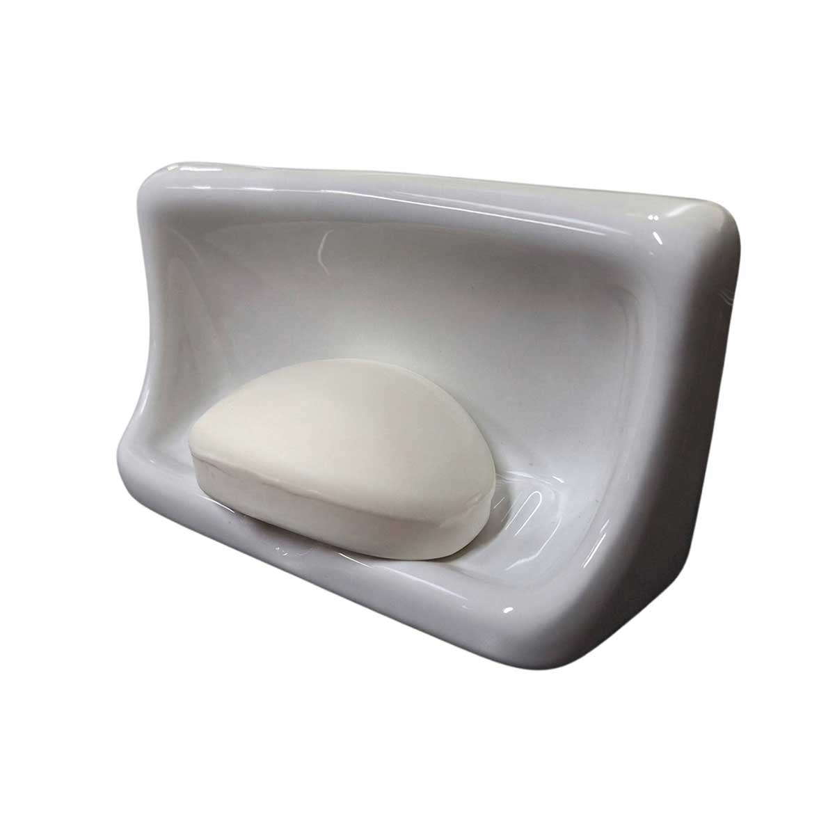 Ceramic Mini Soap Dish White Glossy Side View