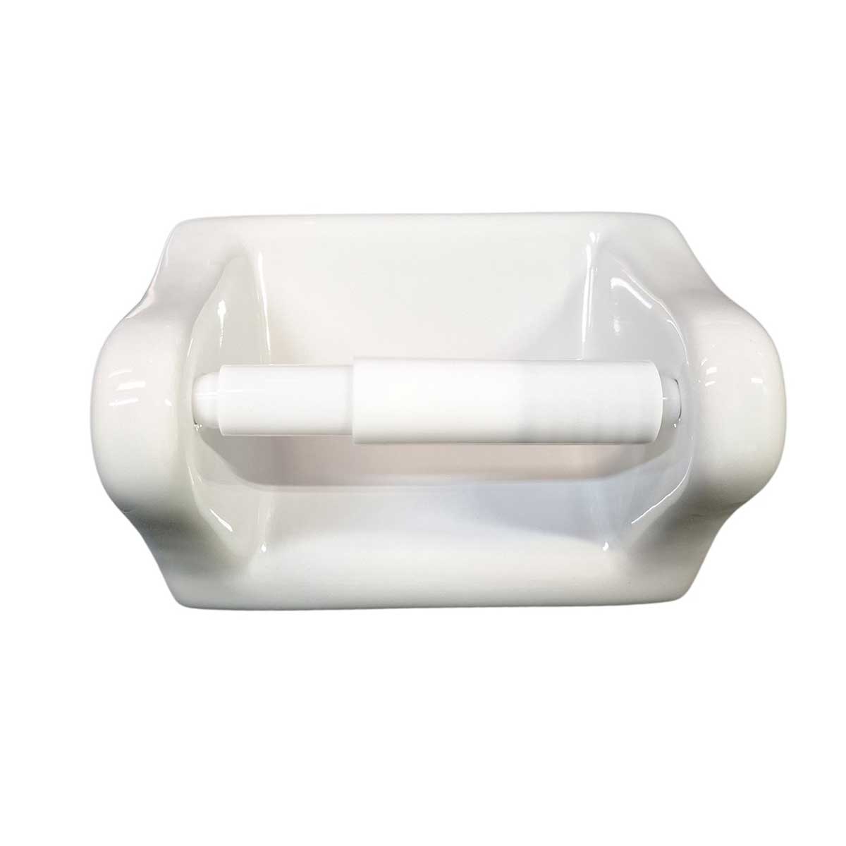 Ceramic Toilet Paper Holder White Glossy Front View