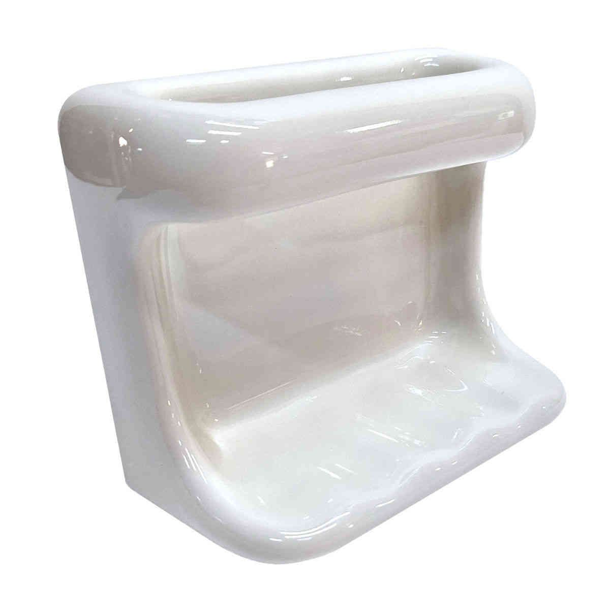 SereneDrains Ceramic Soap Dish Bar Holder Shower Wall Mount Tray - Biscuit Glossy