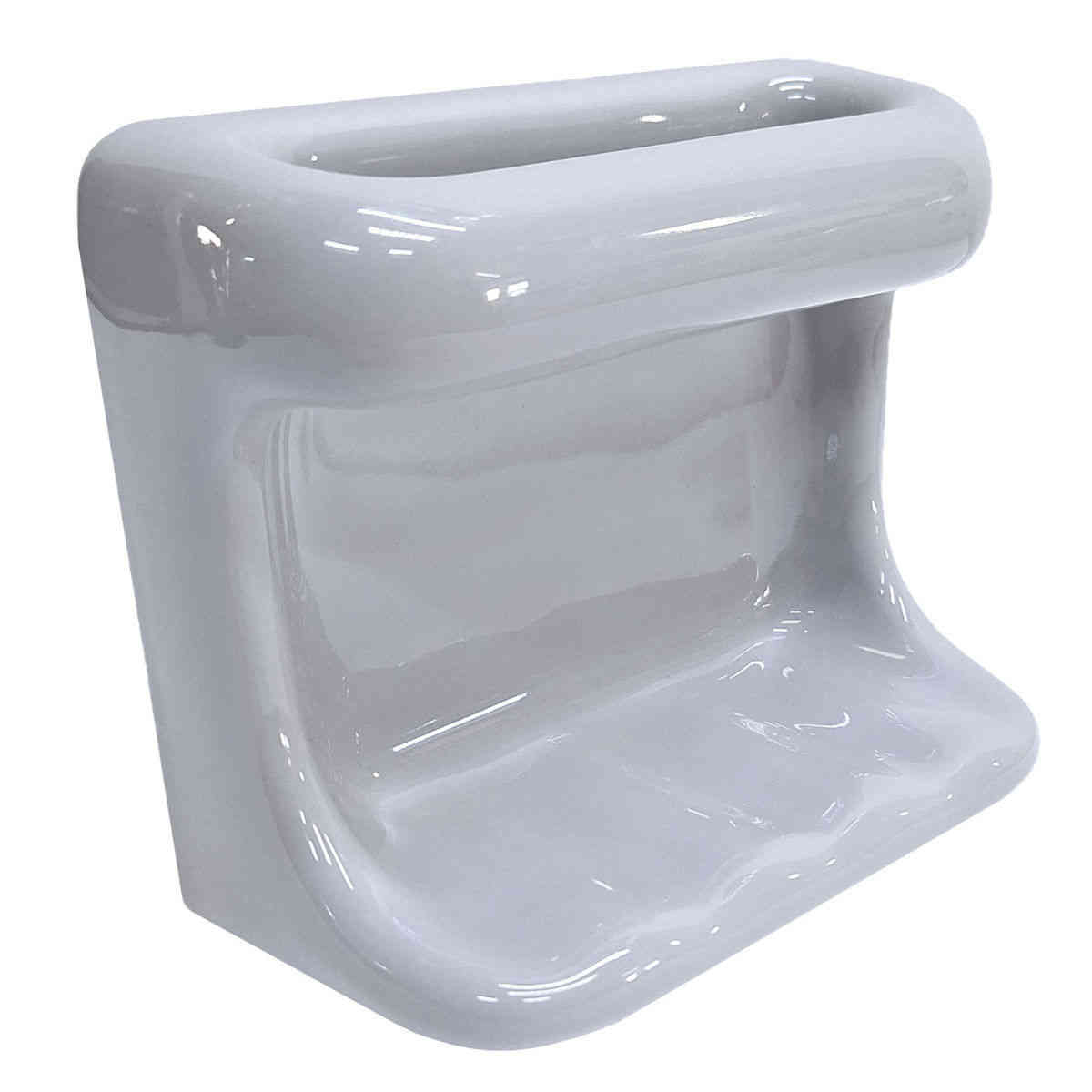 SereneDrains Ceramic Soap Dish Bar Holder Shower Wall Mount Tray - Grey Glossy