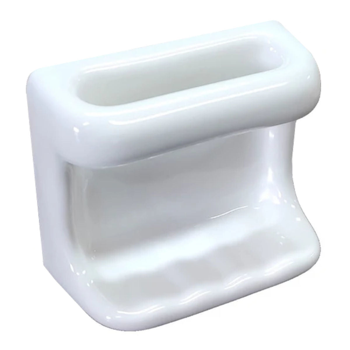 SereneDrains Ceramic Soap Dish with Wash Cloth Bar Holder