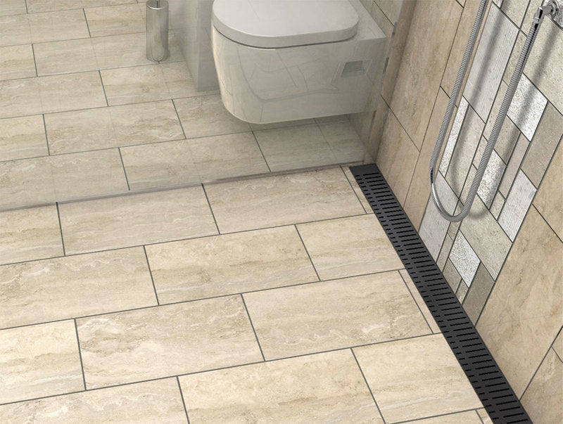 Quartz Linear Shower Drain Matte Black - Piano 55