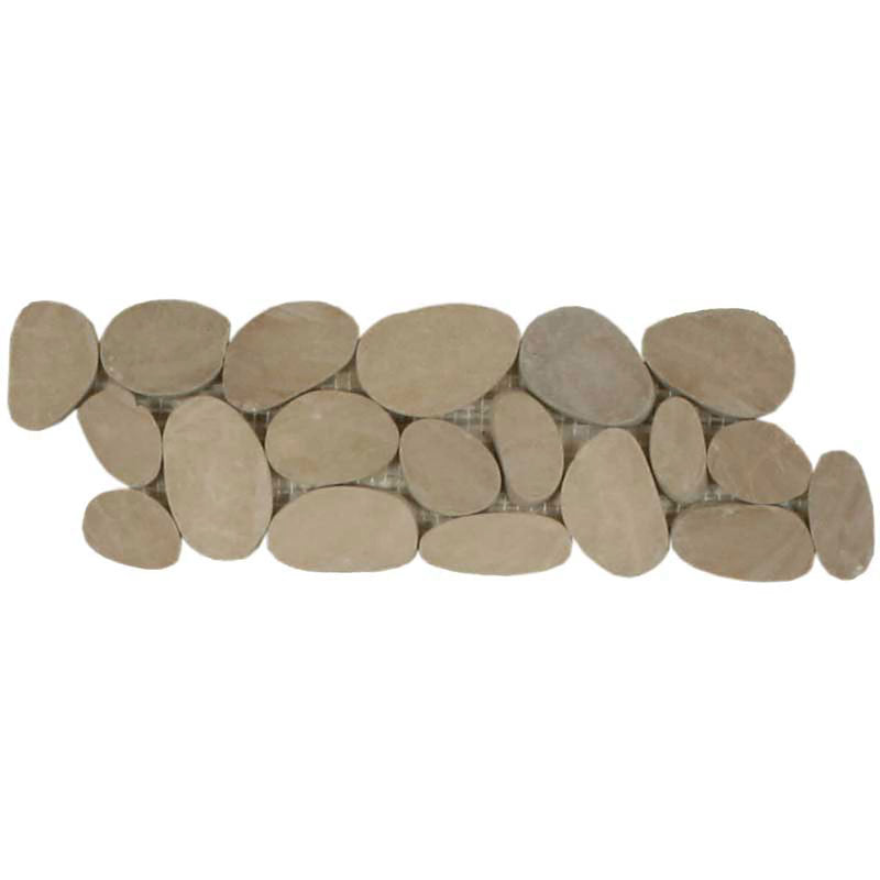 Botany Bay Pebbles Sliced Pebbles Border - Khaki