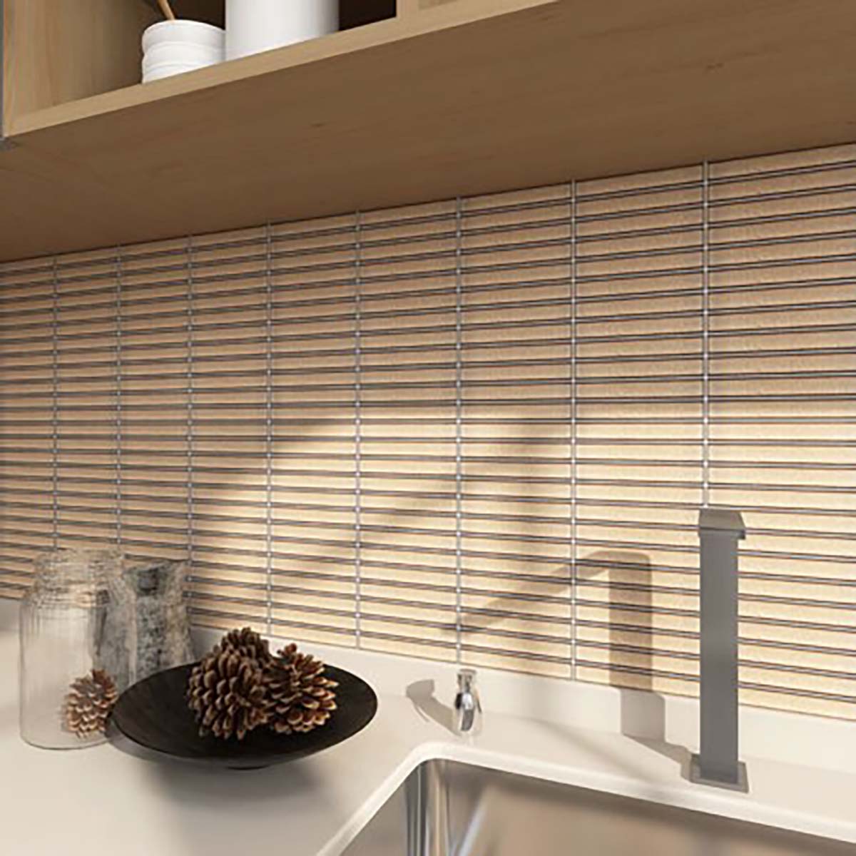 Concaved Bar Porcelain Mosaic Tile Creme Brulee - Wall & Backsplash