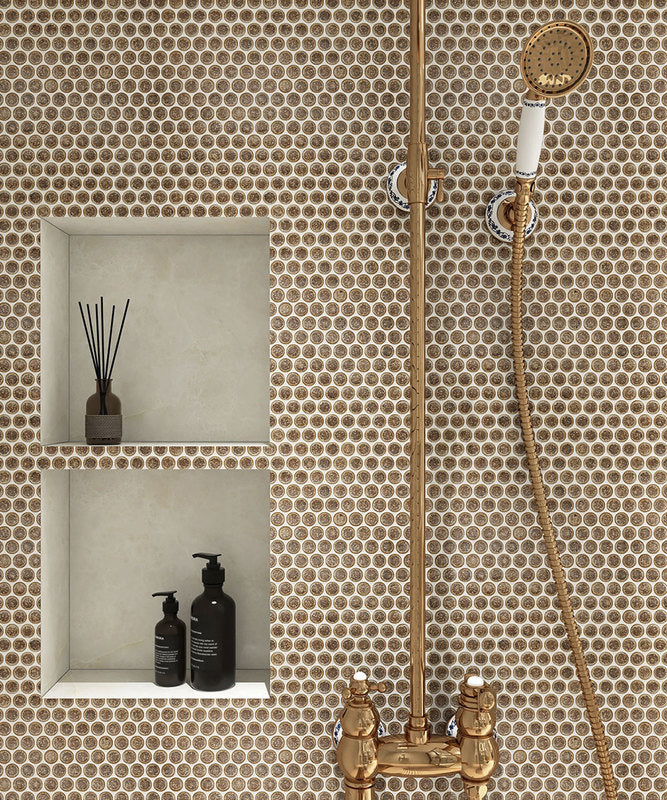 Hexagon Porcelain Mosaic Tile - Rustic Sunset Wall & Floor Tile