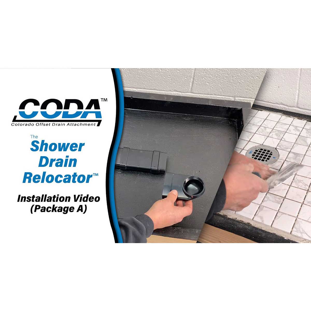 CODA the Shower Drain Relocator packaging front and back