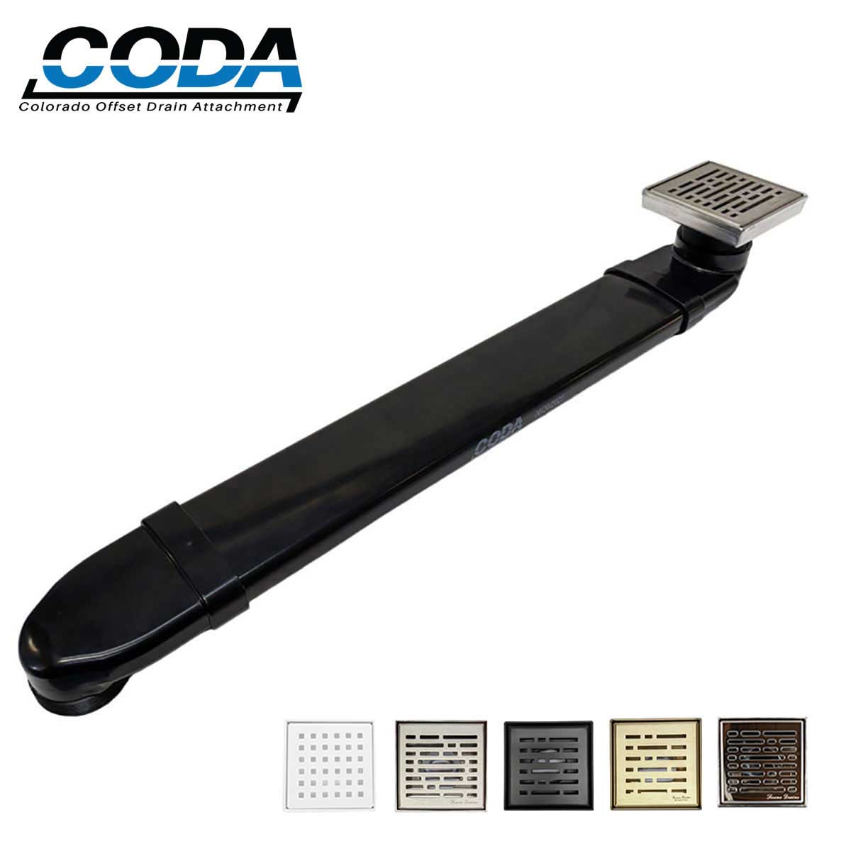 CODA the Shower Drain Relocator with SerneDrains Broken Lane Brushed Nickel