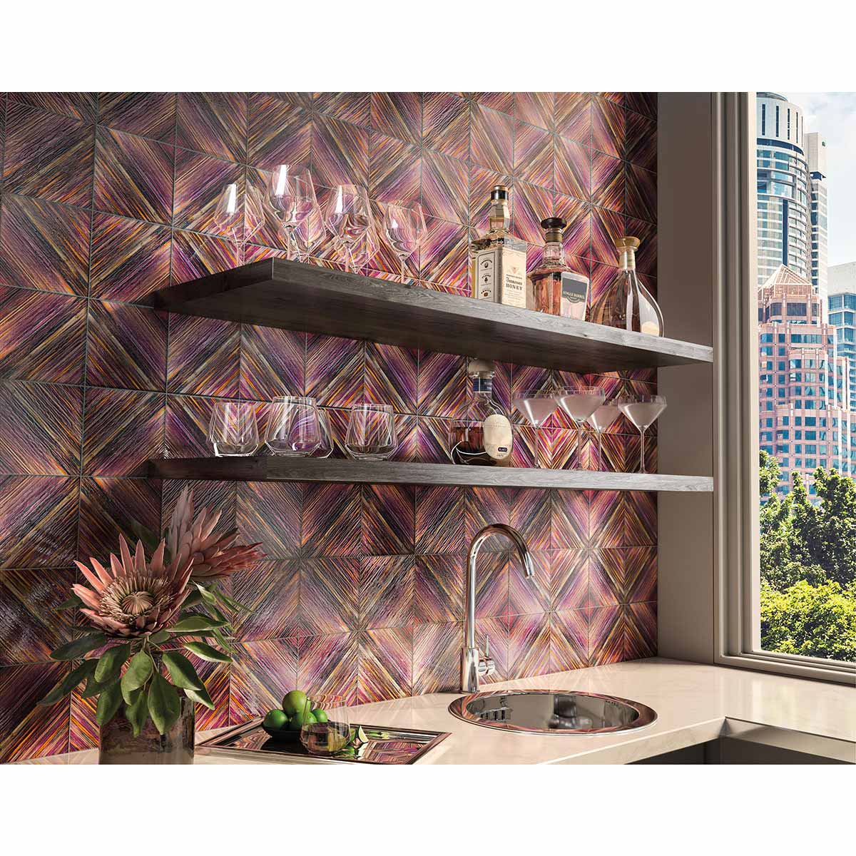 Color Splash Glass Series 3D Tile - Prism Glow