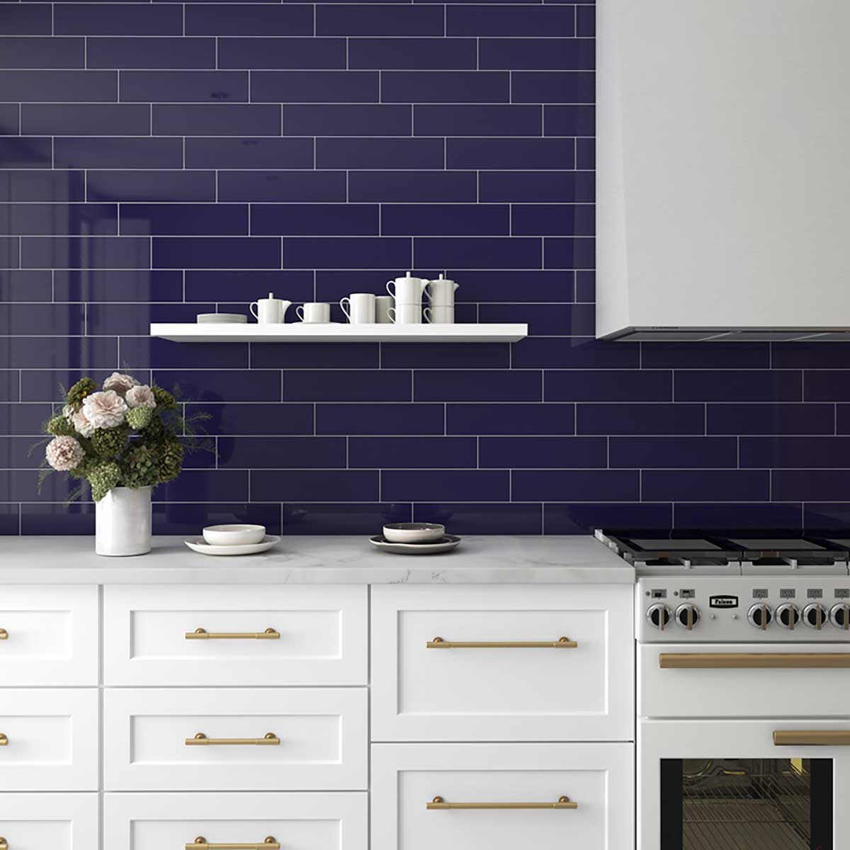 Level Tiles Electric Blue ceramic tile for shower walls