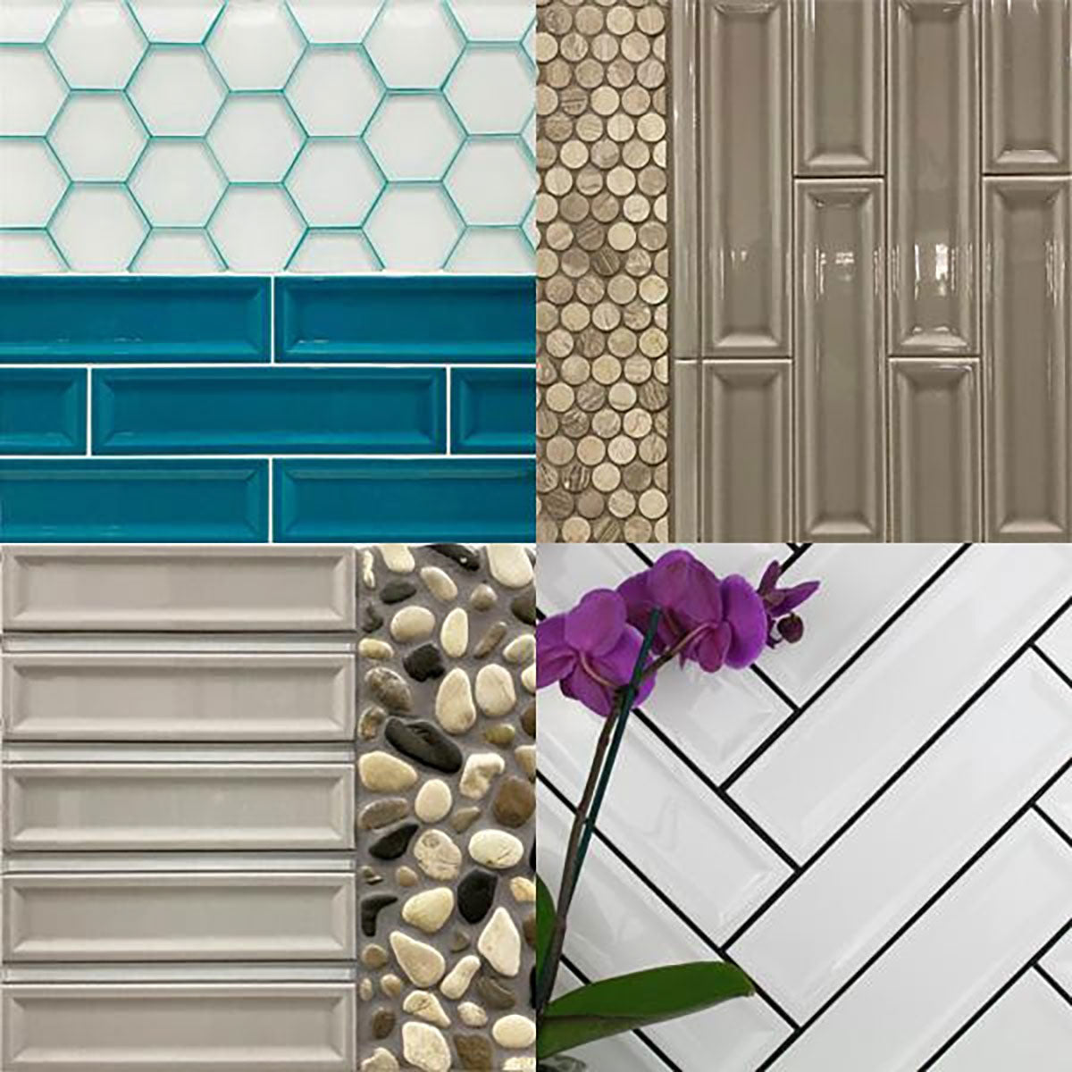 Blue, Stone, White and cream Waterfall Glaze Ceramic Tile