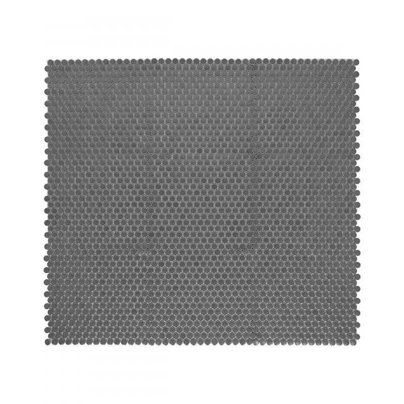 Mosaic Handmade Porcelain Penny Round - Dark Grey Matte