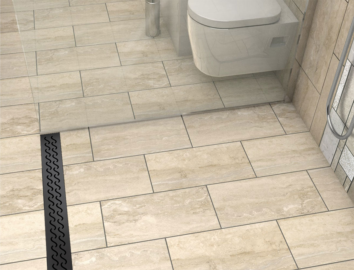 Quartz Linear Shower Drain Matte Black - Hawaii 55