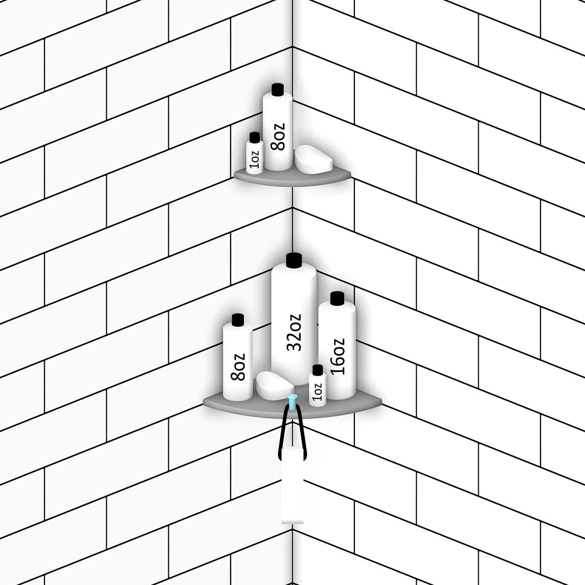 TileWare Boundless Shelving Solutions 6 inch Corner Shelf Super White